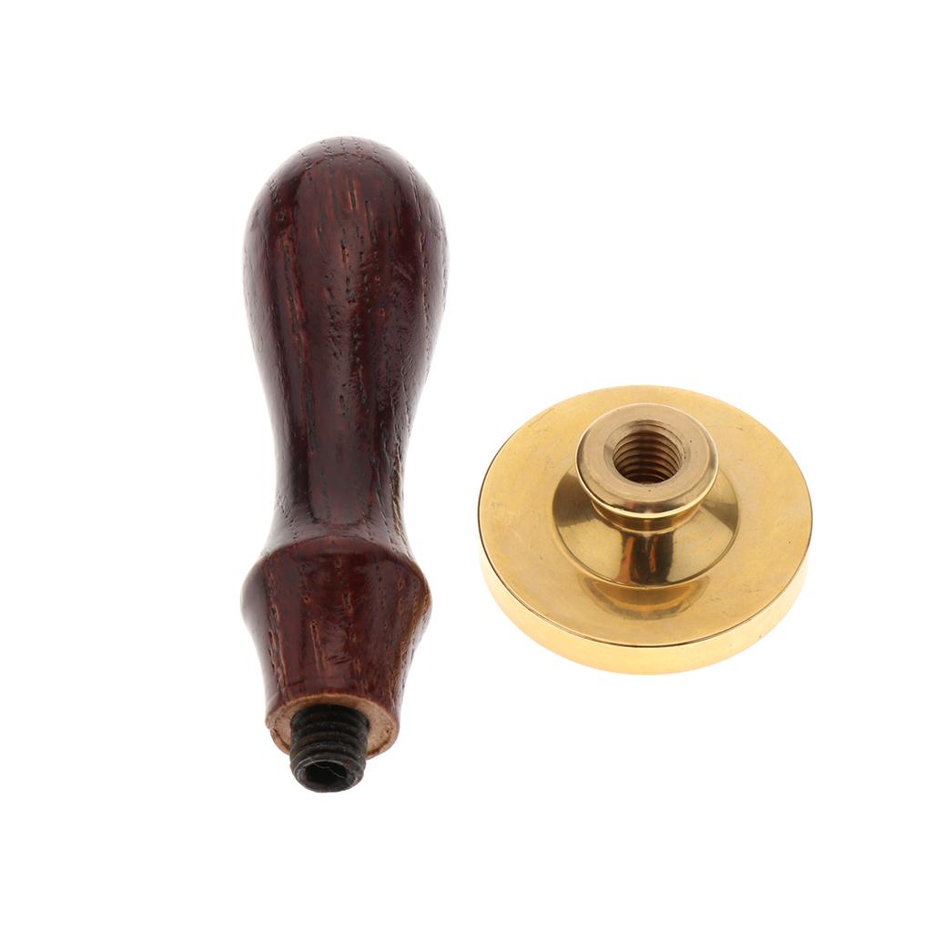 Exquisite Copper Sealing Wax Seal Stamp Wood Handle Patternless 04