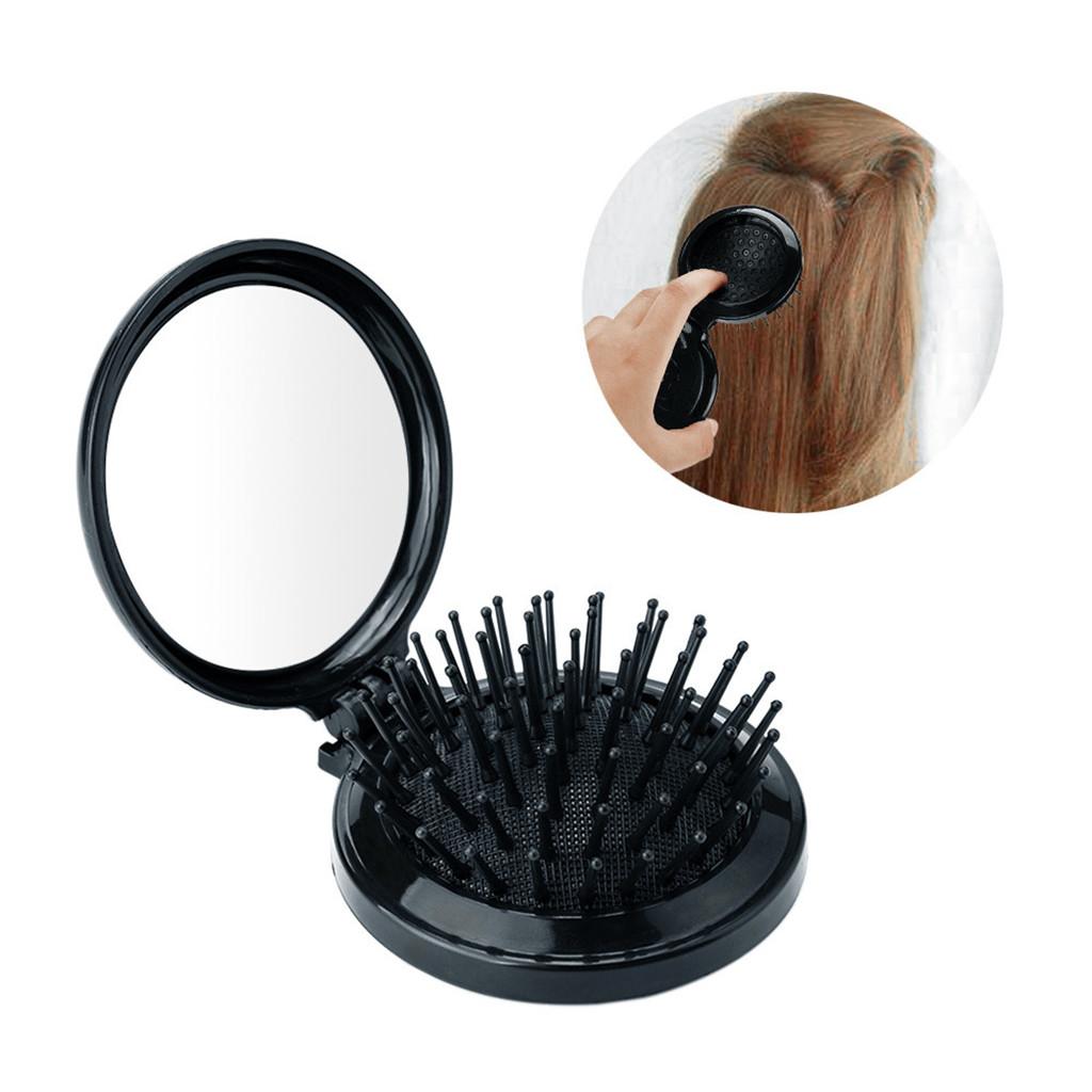 Travel Round Folding Hair Comb Mini Scalp Massage Wide Tooth Detangling Comb