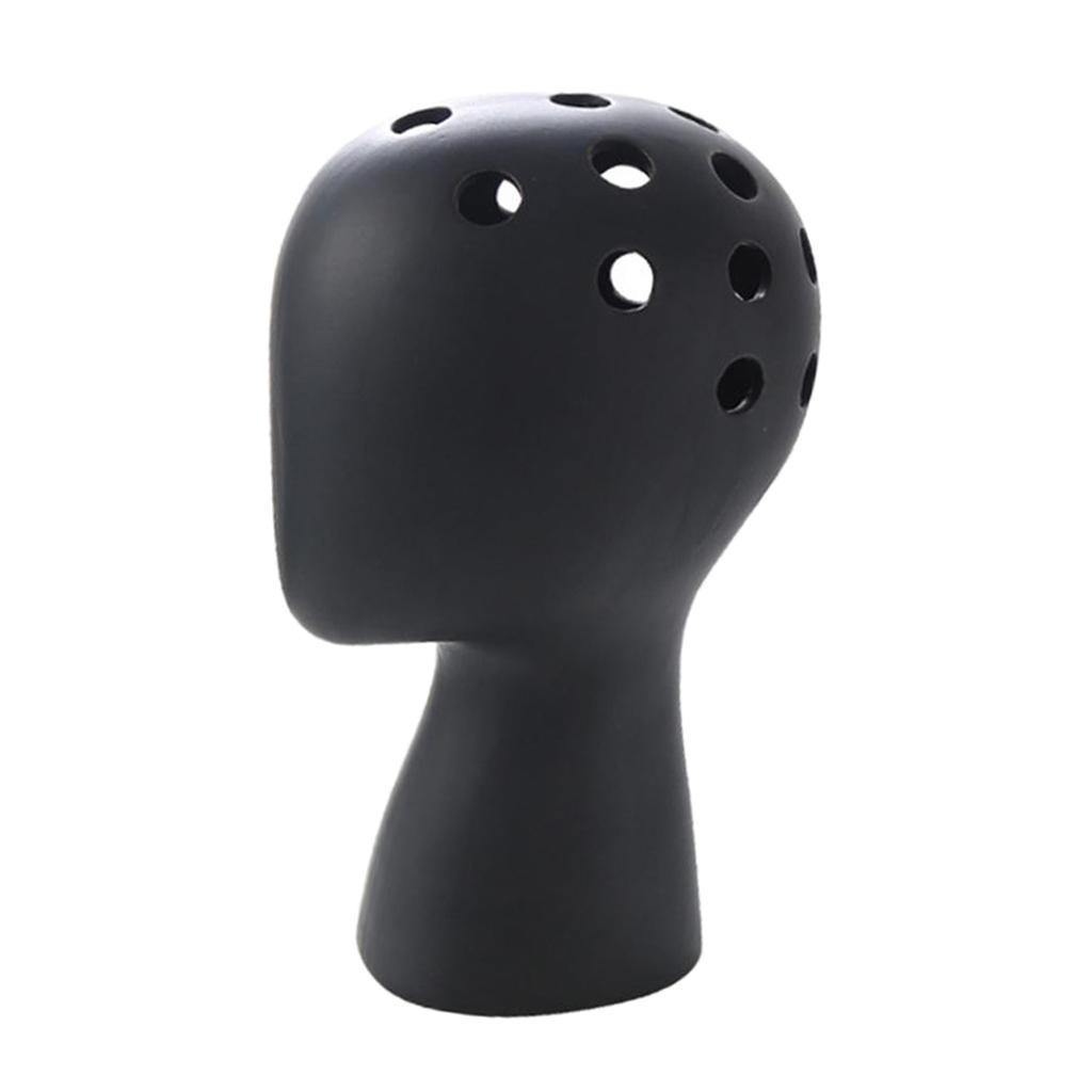 30cm Ceramic Mannequin Head Model Wig Hat Glasses Display Holder Stand Black