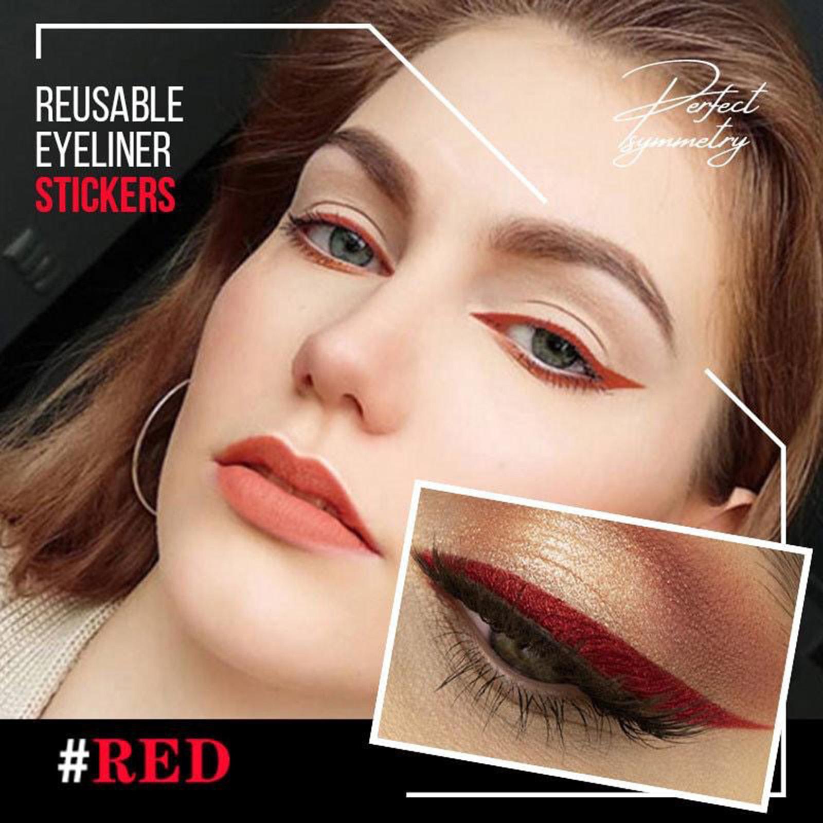 Reusable Eyeliner Stickers Makeup Eyeshadow Cat Eye 6 Pair Pink+Purple