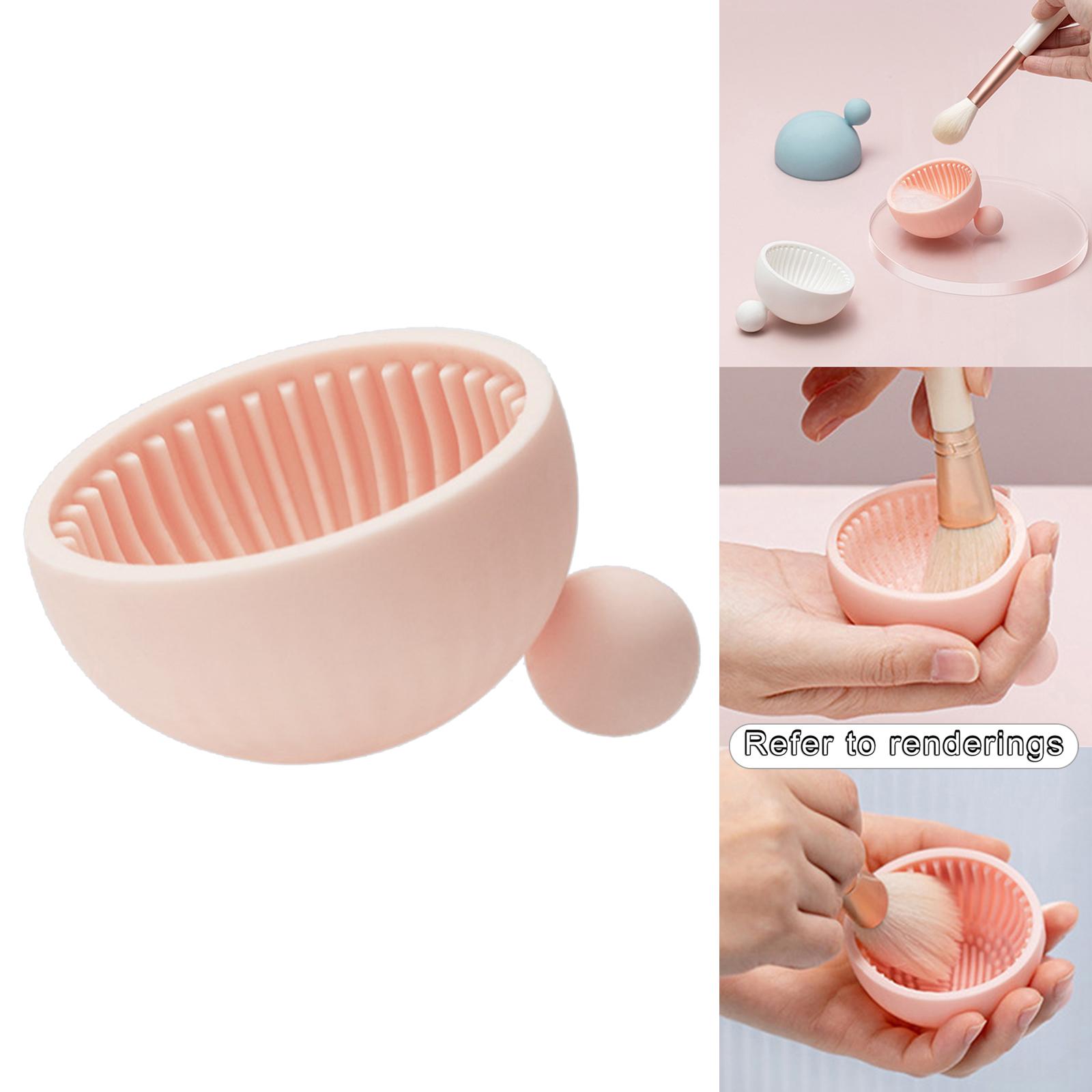 Portable Makeup Brush Cleaning Bowl Silicone Convenient Home Travel Pink