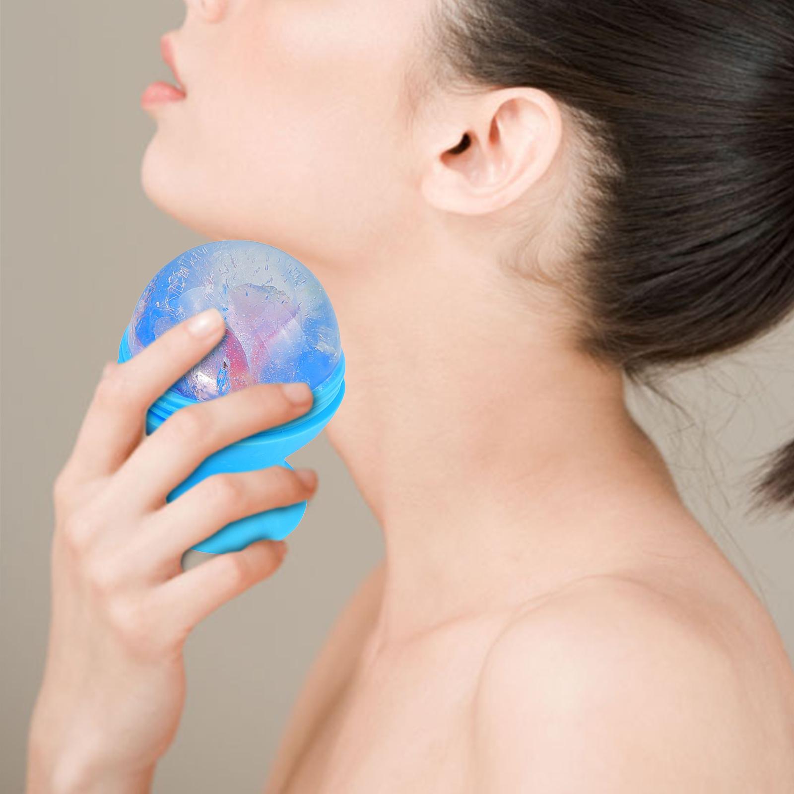 Silicone Face Ice Roller Ice Massage Cups Freezable Summer Cooling Blue