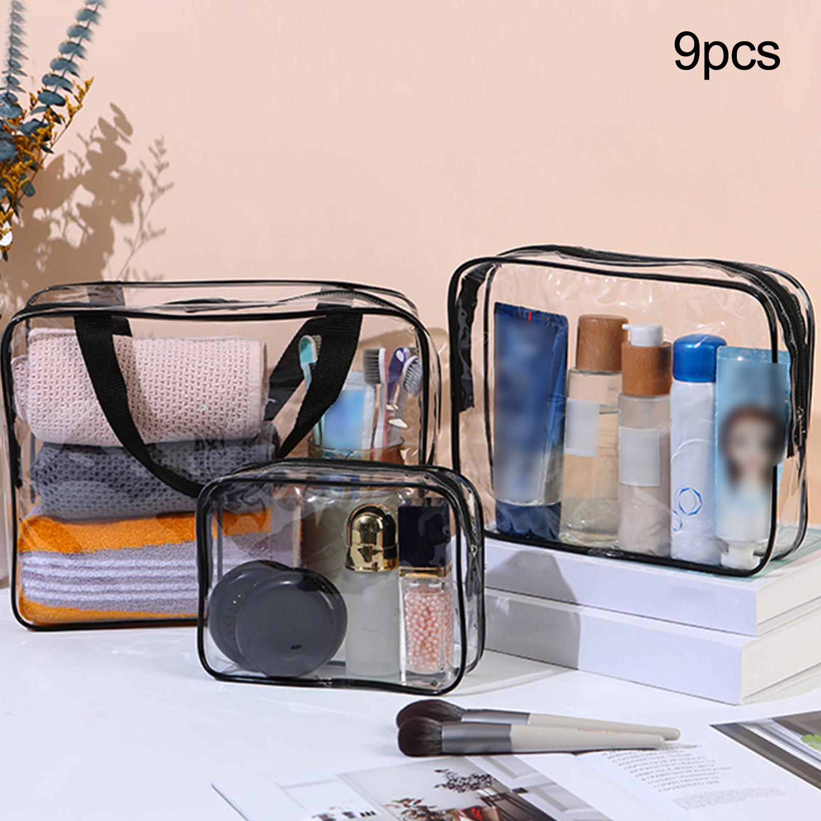 9Pcs Clear Makeup Bags Multifunctional Organizer for Traveling Cosmetic Bags