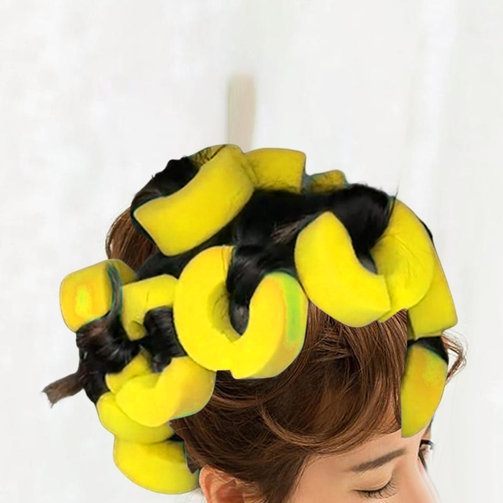 12Pcs Hair Curler C Shape for Long Hair and Medium Hair Women Girls Yellow