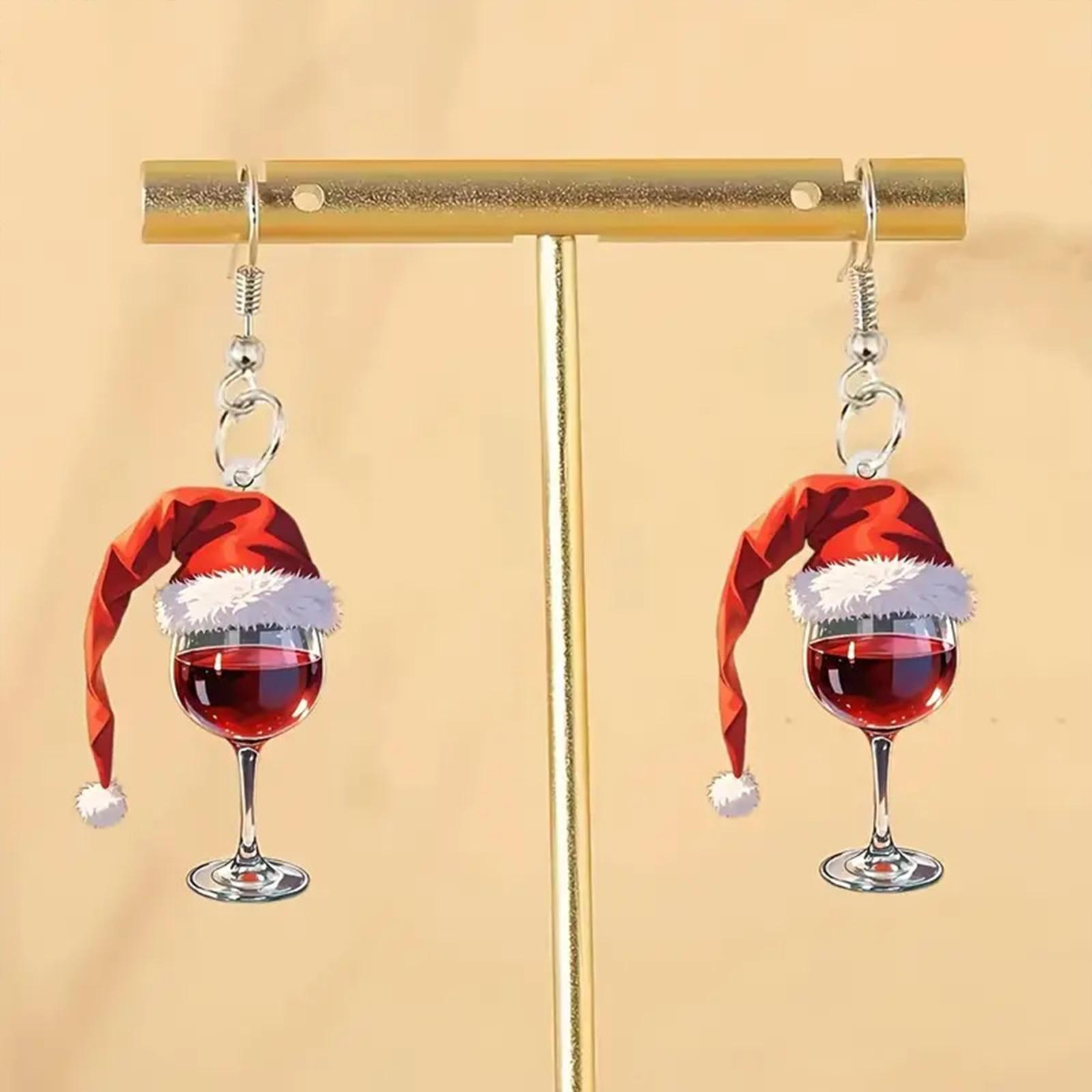 Red Glass Christmas Earrings Women Dangle Drop Earrings for Graduations