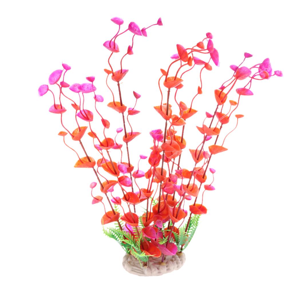 Underwater Aquarium Fish Tank Landscape Decorative Simulation Grass Red