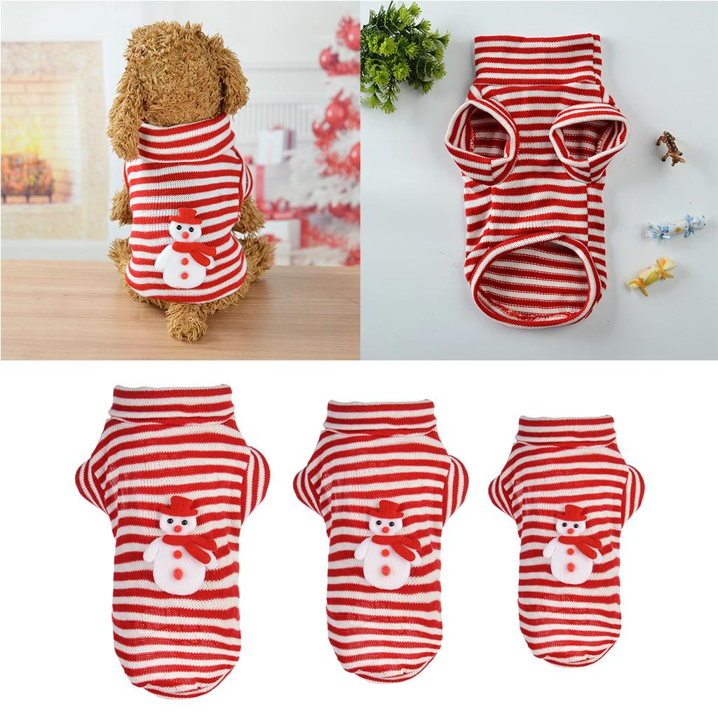 Pet Clothes Christmas Red and White Striped Sweater Dog Accessories S