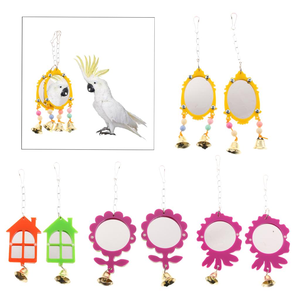 2 Pack Bird Mirror Toys with Bell Great Gifts for Birds Parrot to Play eBay