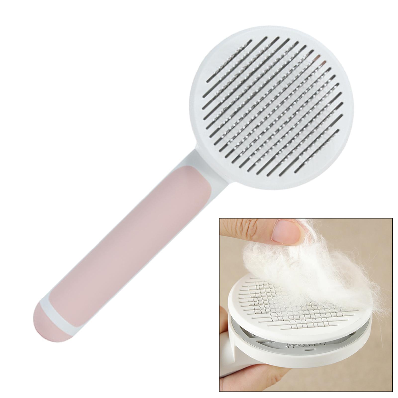 Pet Dog Cat Massage Comb Grooming Removes Hair Self Cleaning Brush Pink