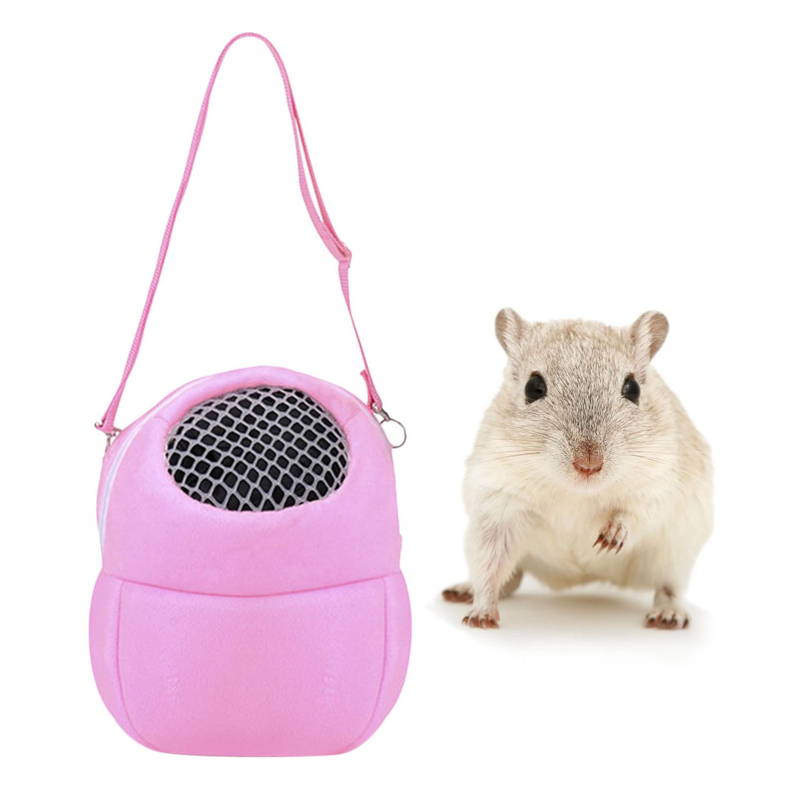 Pet Small Animal Carrier Bag Travel Warm Cage Hamster Pouch Pink 17x14cm