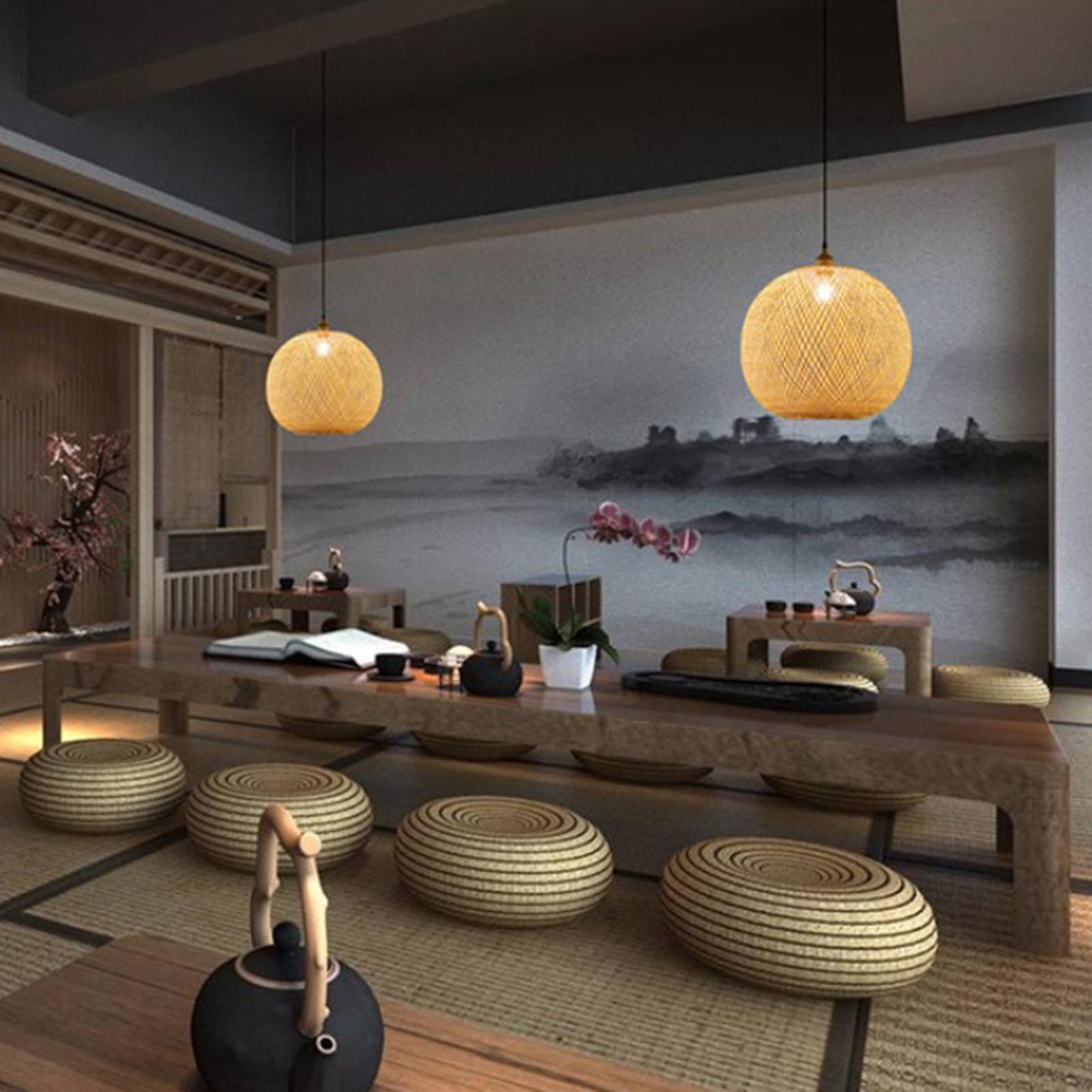 Bamboo Pendant Light Farmhouse Lamp Lighting Fixture for Kitchen Island 30cm