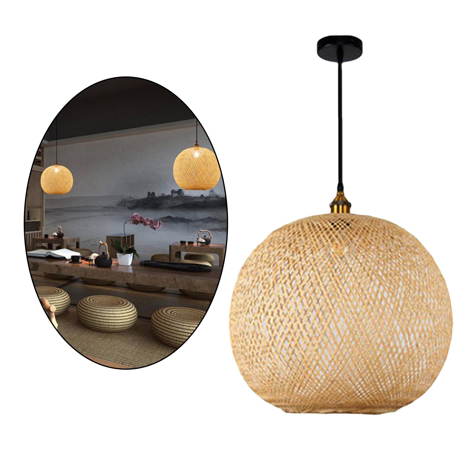 2xBamboo Pendant Light Farmhouse Lamp Lighting Fixture for Kitchen Island 30cm