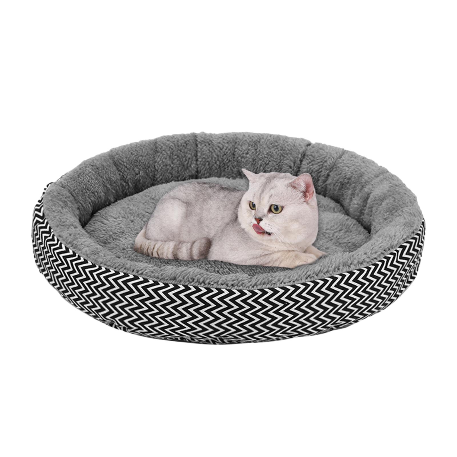 Pet Cat Bed Washable Cushion Pad Fleece House Kennel Basket Pets Supplies Dia. 34cm