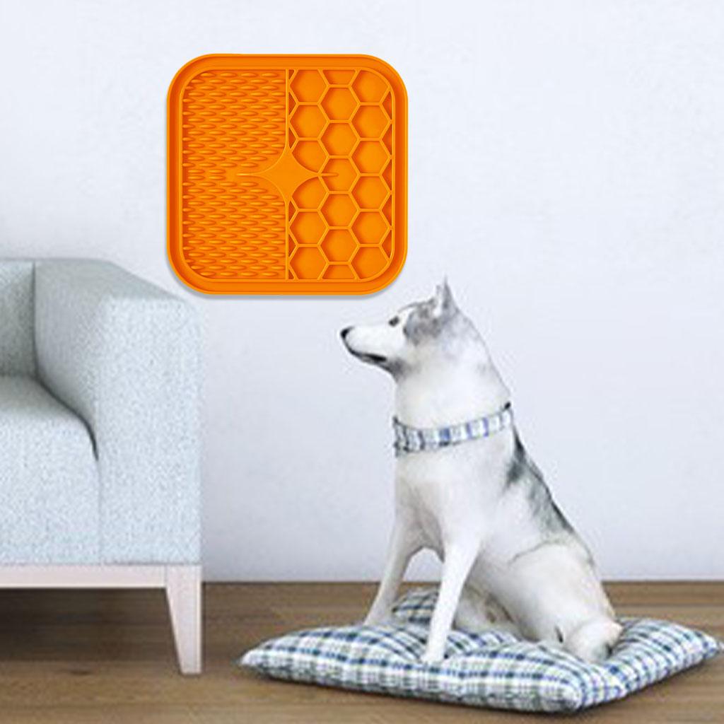 Dog Lick Pad Mat Dispenser Slow Feeder Anxiety Reducer S Orange