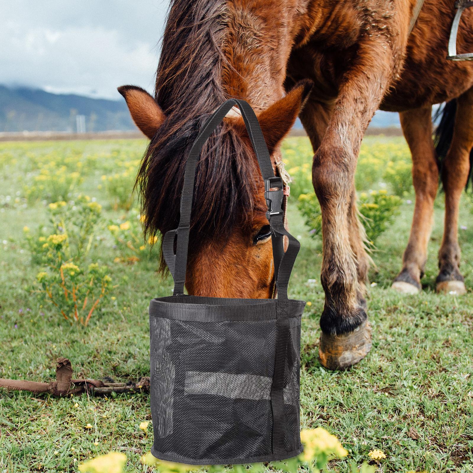 Durable Horse feed Bag Slow Feeding Solid Bottom Adjustable Breathable L