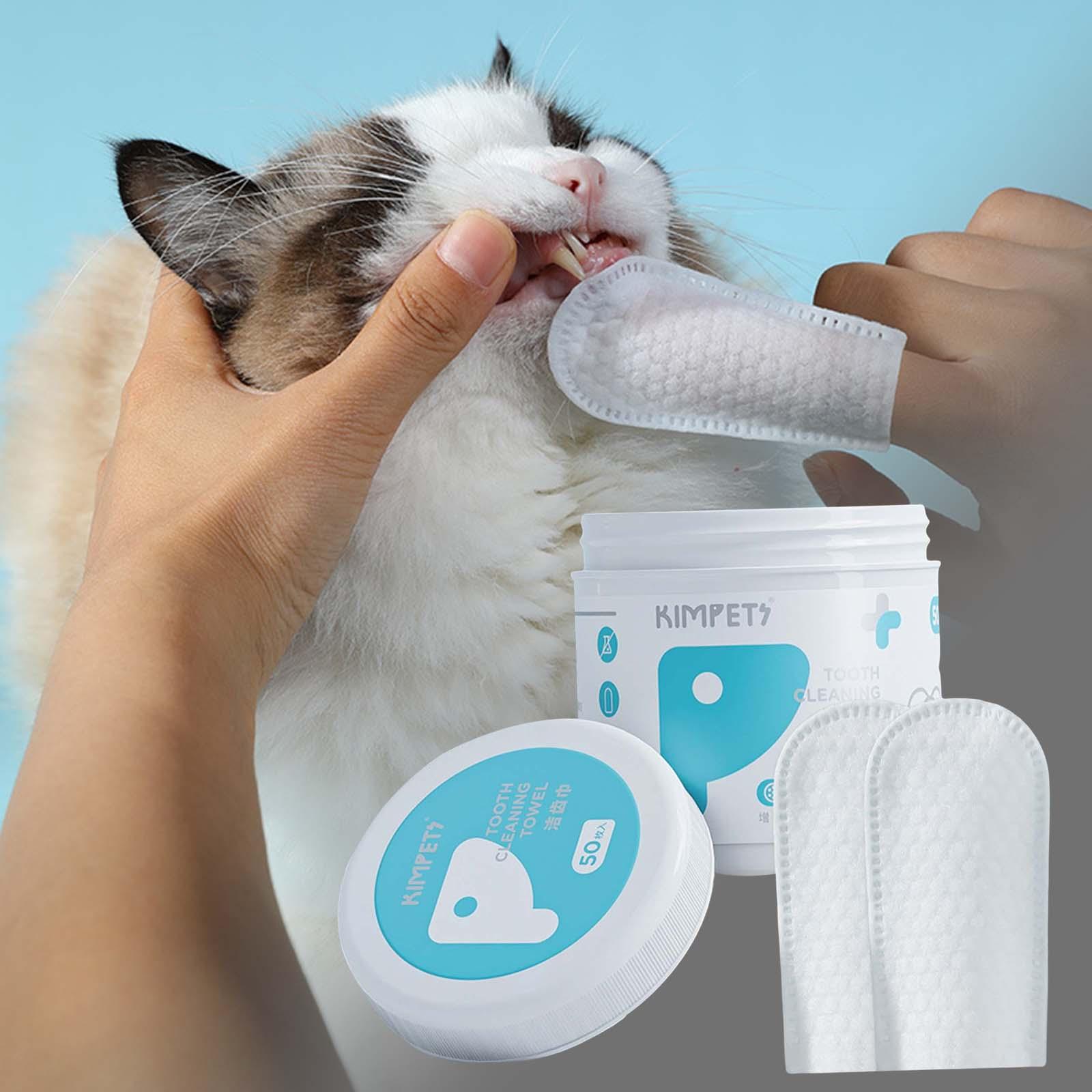 50Pcs Dog Finger Wipes Cat Wipes Pads Wet Wipes Cleaning Grooming