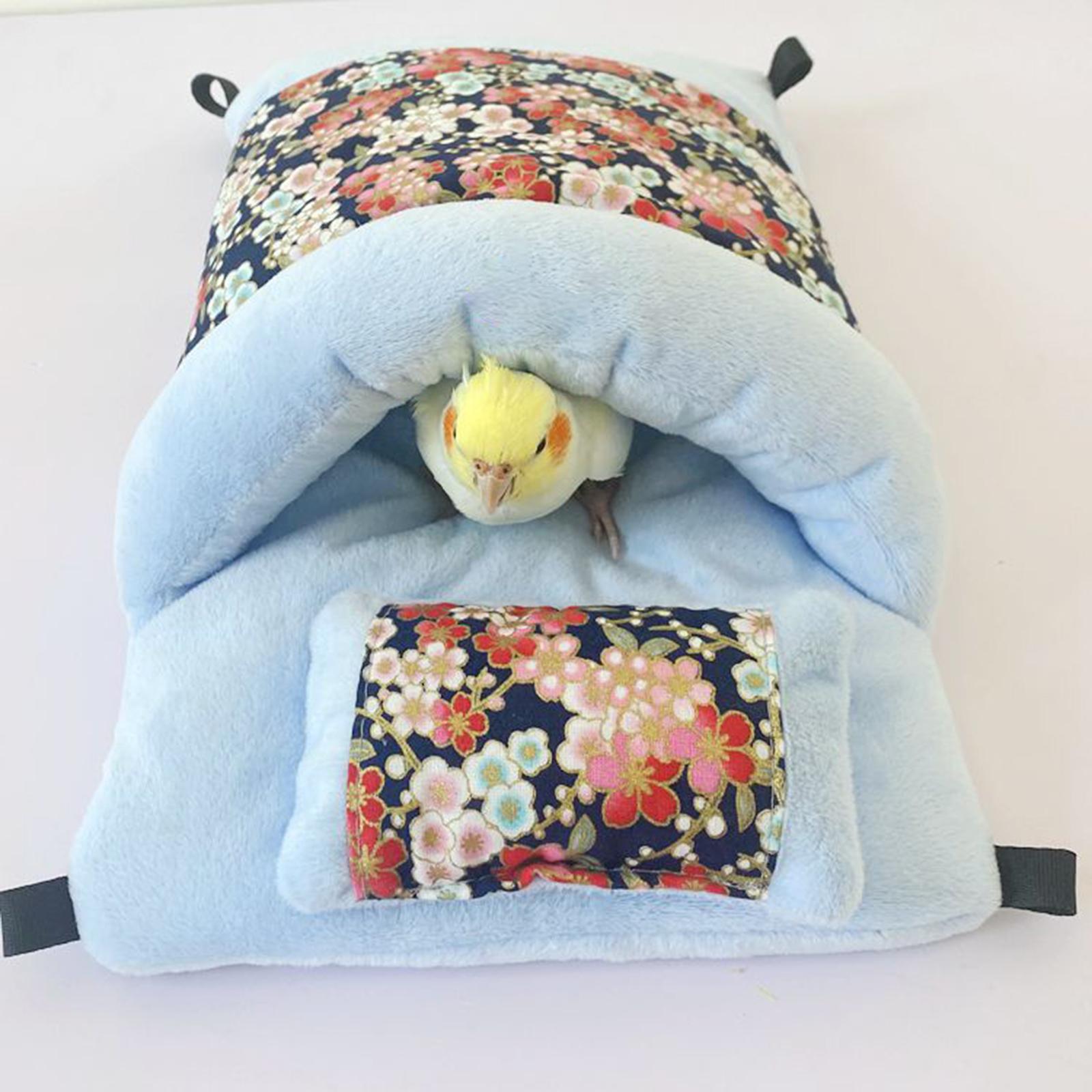 House Bird Nest Cotton Cockatoo Parakeet Lovebird Parrot Hanging Hammock Bed Blue