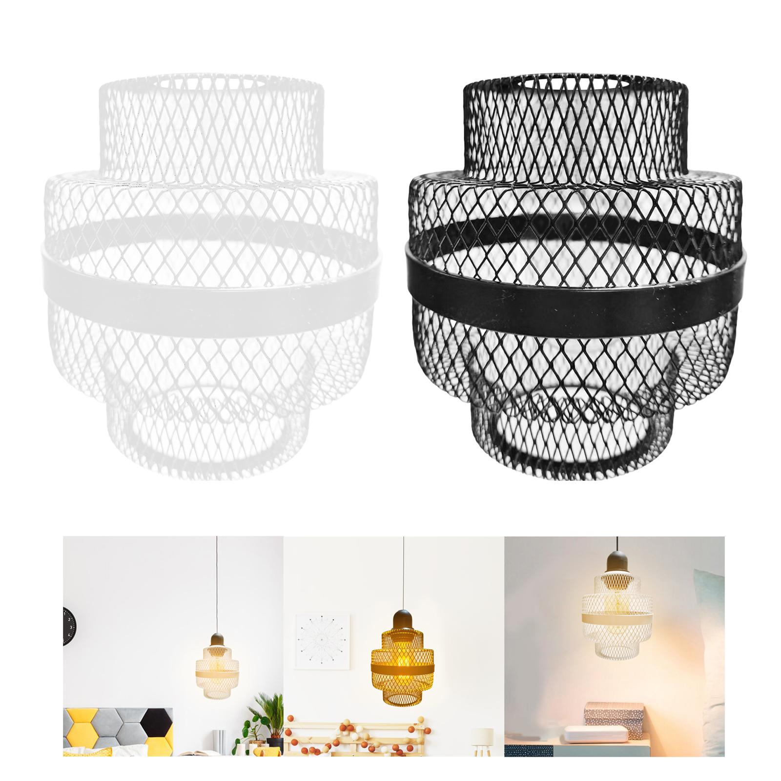 Hanging Pendant Light Lampshade Fitting Lighting Metal Wire Light Cage Cover Black