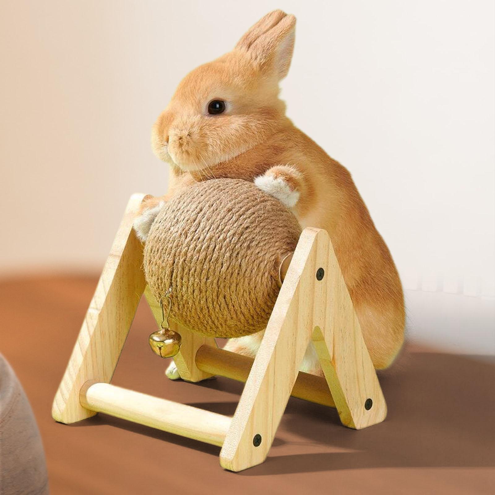 Rabbit Scratching Ball Wooden Rack Durable for Rabbits Small Animals Ferrets