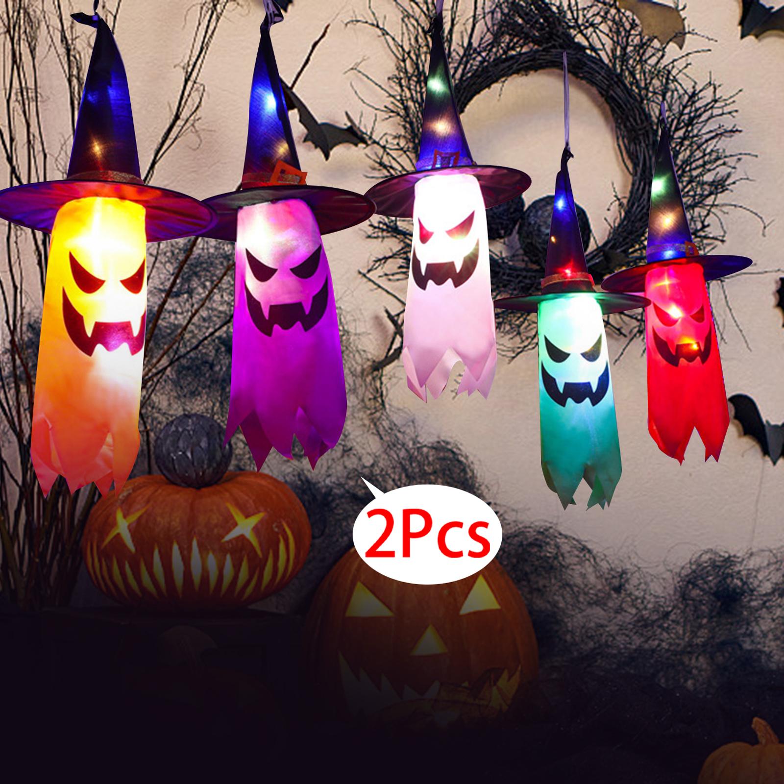 LED String Lights Backyard Lawn Tree Halloween Hanging Lighted Glowing Ghost 2Pcs