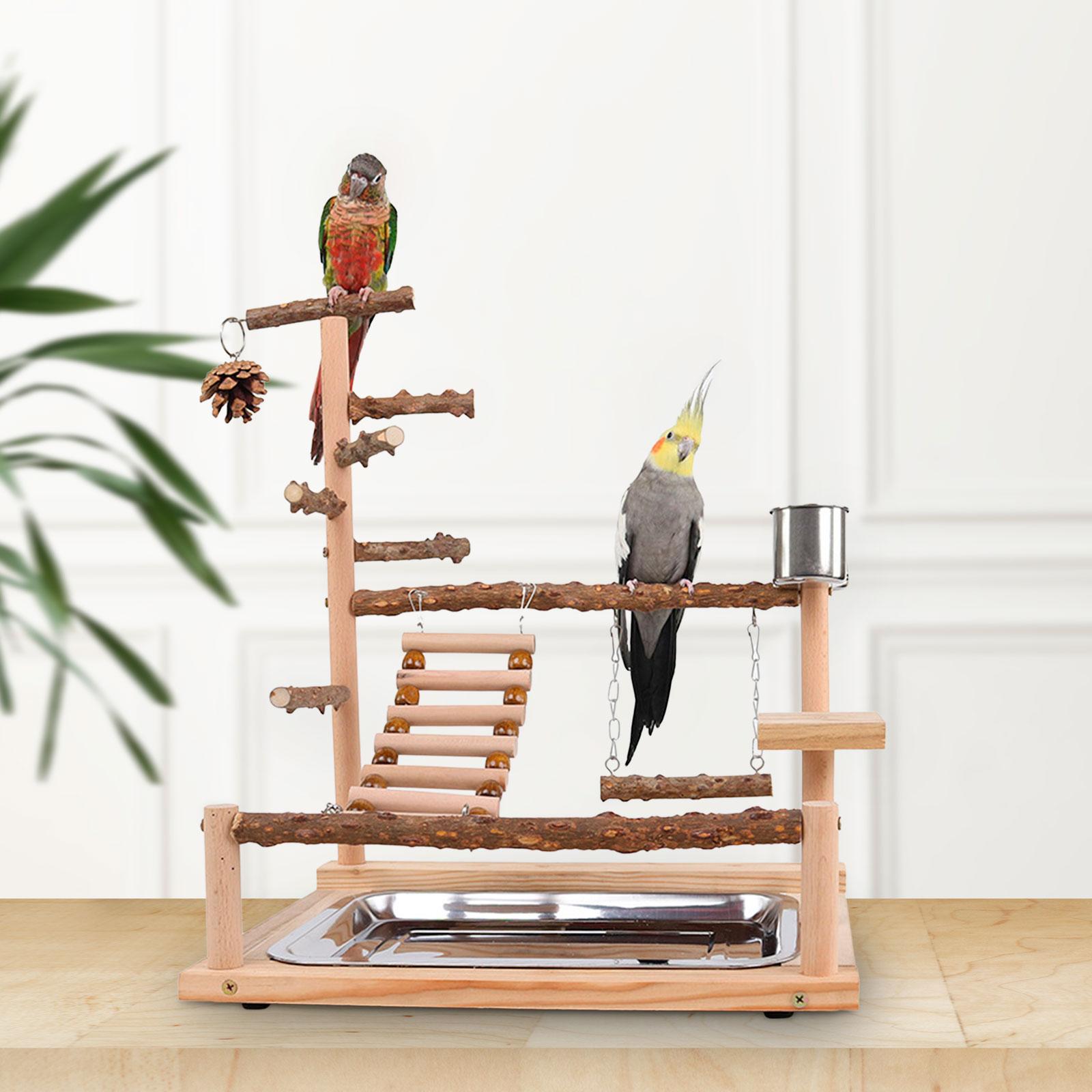 Parrot Perch Playstand Standing Wood Bird Playground for Cockatoos Lovebirds
