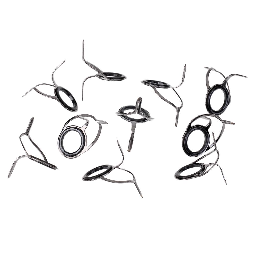 10Pcs/set Ceramic Rod Eye Rings Fishing Rod Guides Tip Stainless Steel