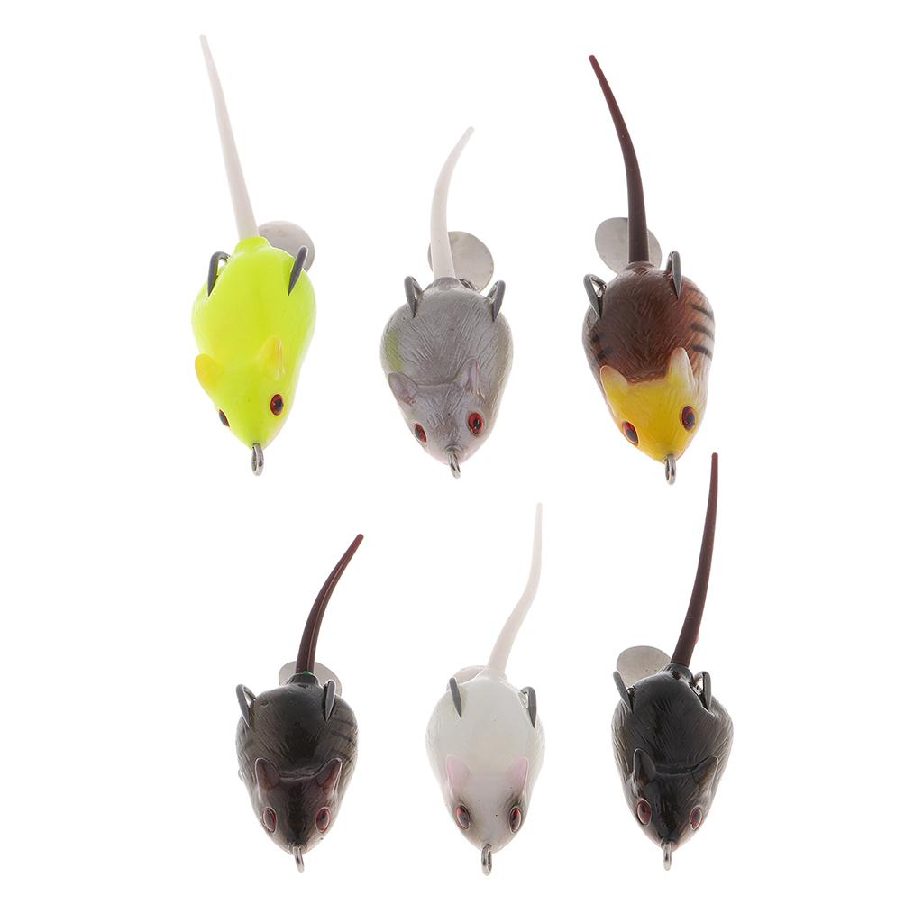 3x Mouse Fishing Lure Topwater Rat Lure White+Black+Black with Streak