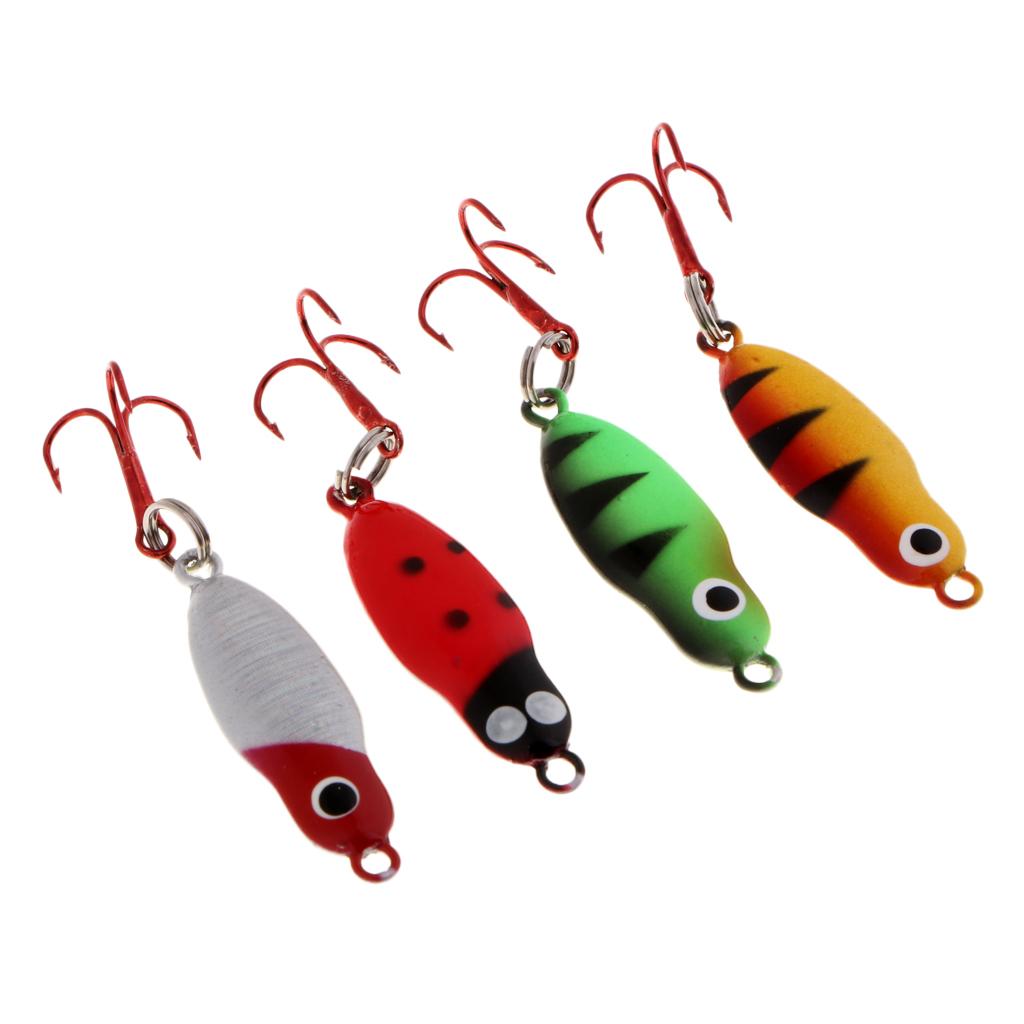 4PCS Fishing Lures Sinking Metal Spoons Micro Jigging Bait