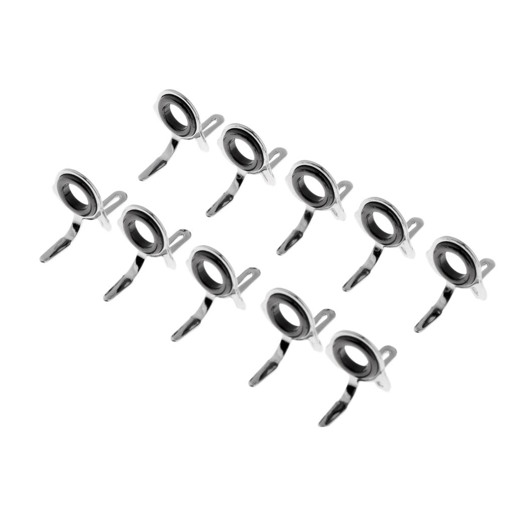 10pcs Ceramic Rings Fishing Rod Guide Eyes Free Stainless Steel Frame