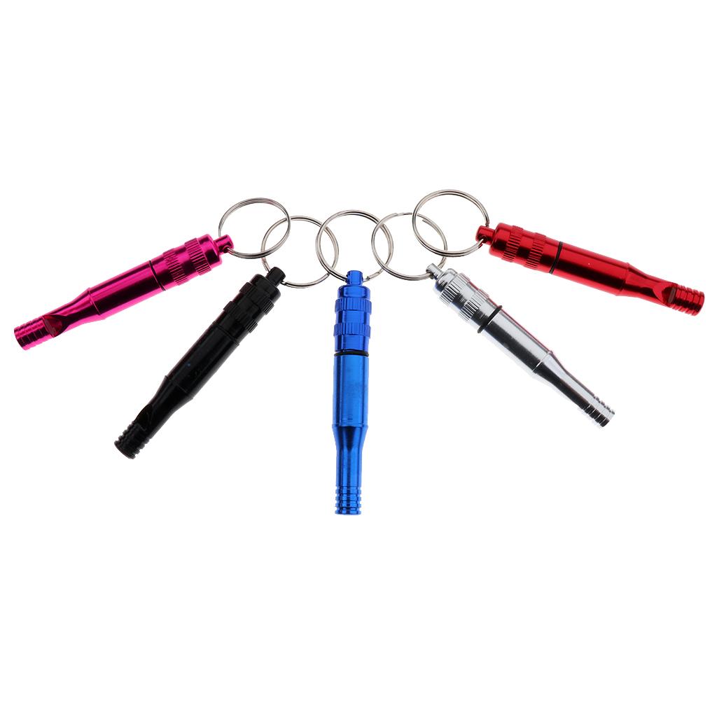 5pcs Aluminum Alloy Emergency Safety Whistle with Waterproof Compartment & Key Ring for Outdoor Hiking Travel Camping Boating