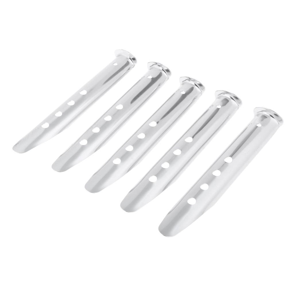 5 Pieces Aluminium Alloy Camping Hiking Tent Pegs Stakes Nails 230mm silver
