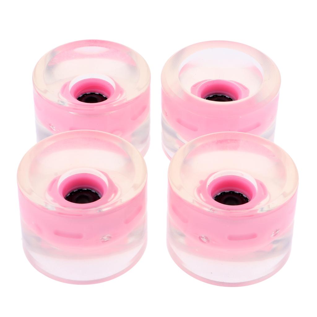 4pcs 70mm Light Up Skateboard Longboard Wheels Glow at Night 78A Pink