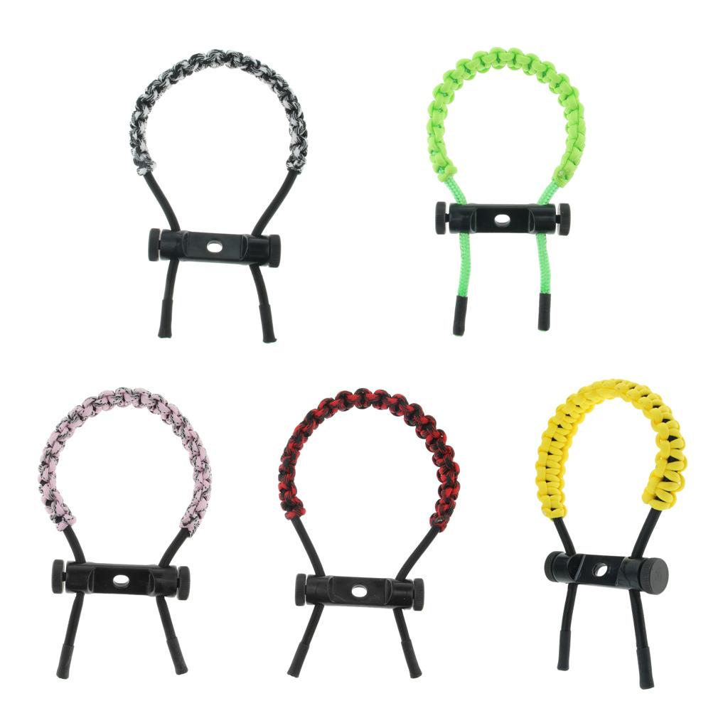 Archery Compound Bow Wrist Sling Braided Cord Rope Leather Sheet 12*4*0.5cm