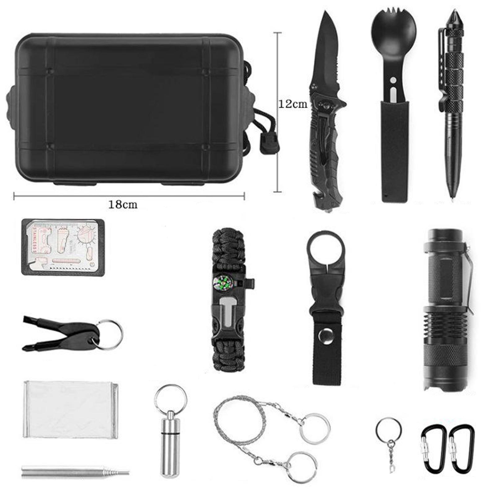 15 IN 1 Camping Survival Gear Kit Multifunction Military Tactical Emergency 
