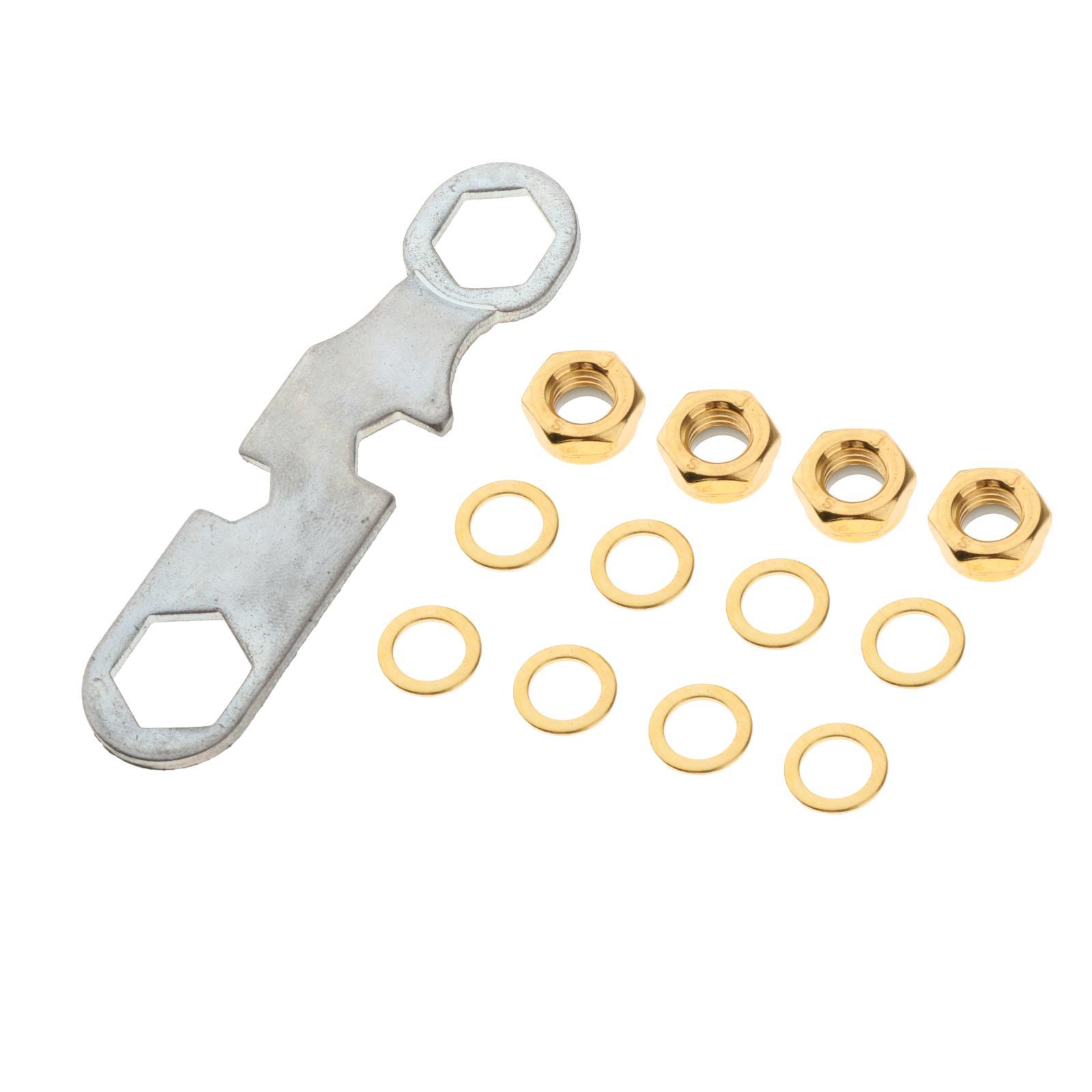 Skateboard Truck Rebuild Kit Washers M8 Nuts and Wrench Tool Golden
