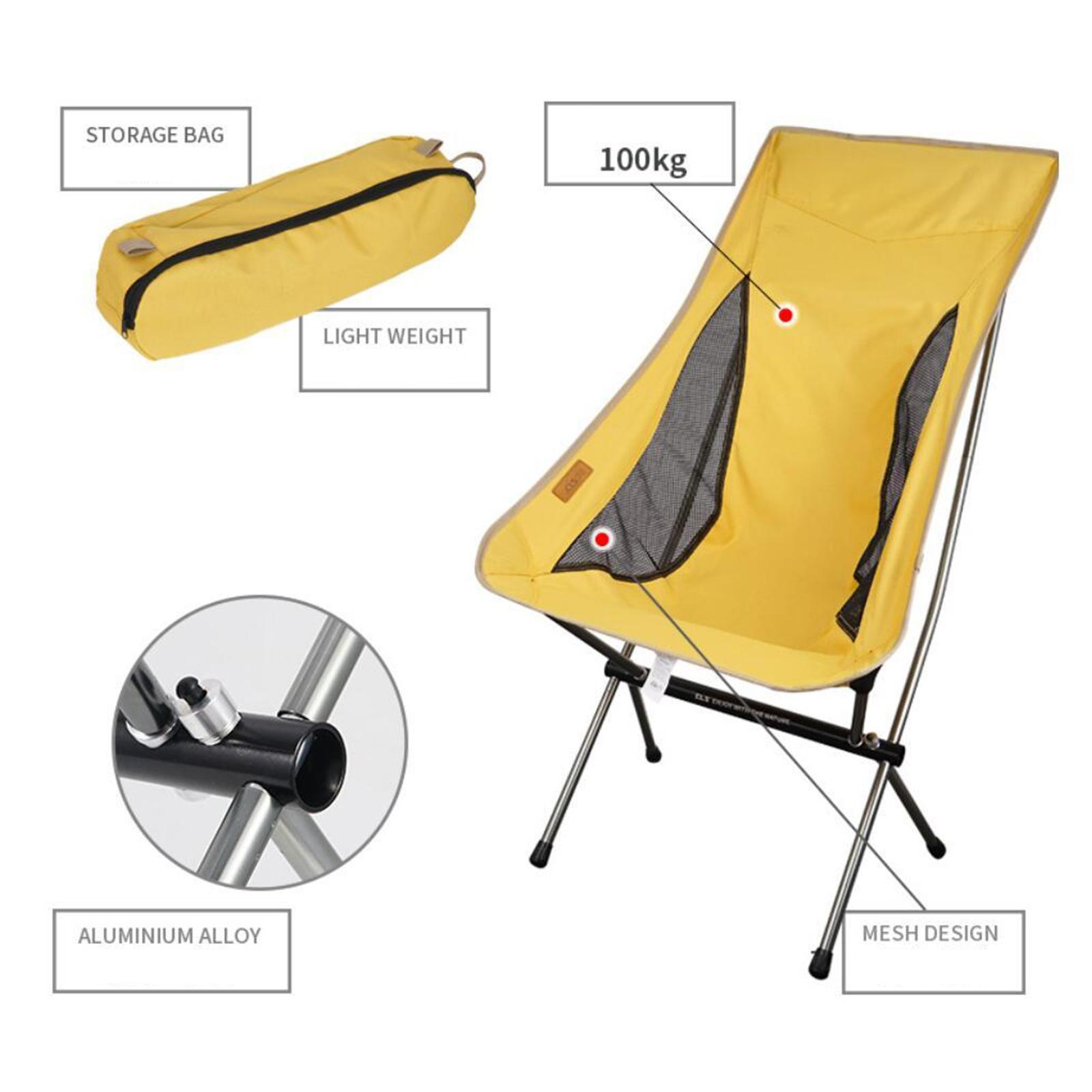 Portable Foldable Camping Beach Sun Chair Backpacking Patio Lounger Yellow