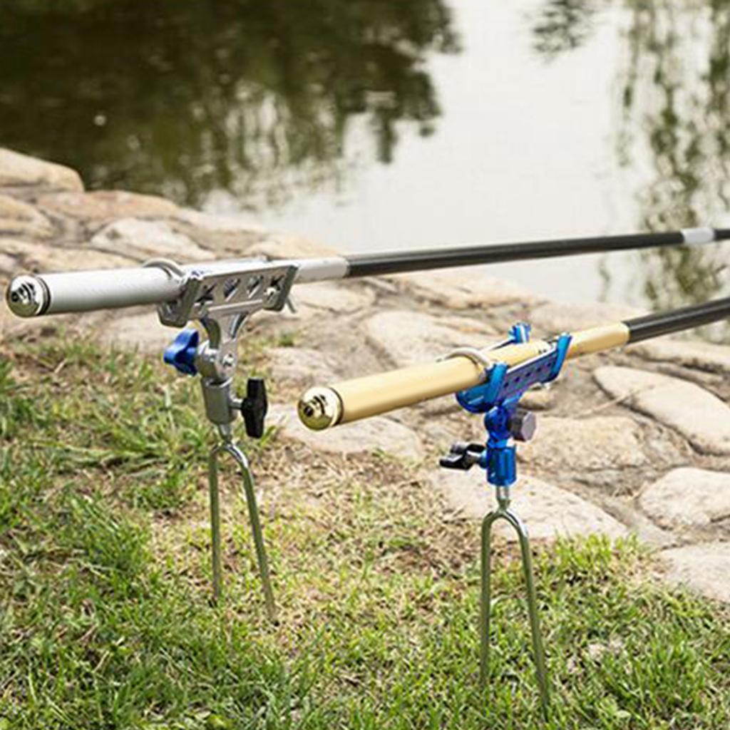 Outdoor Automatic Fishing Rod Holder Fish Pole Bracket Blue Head
