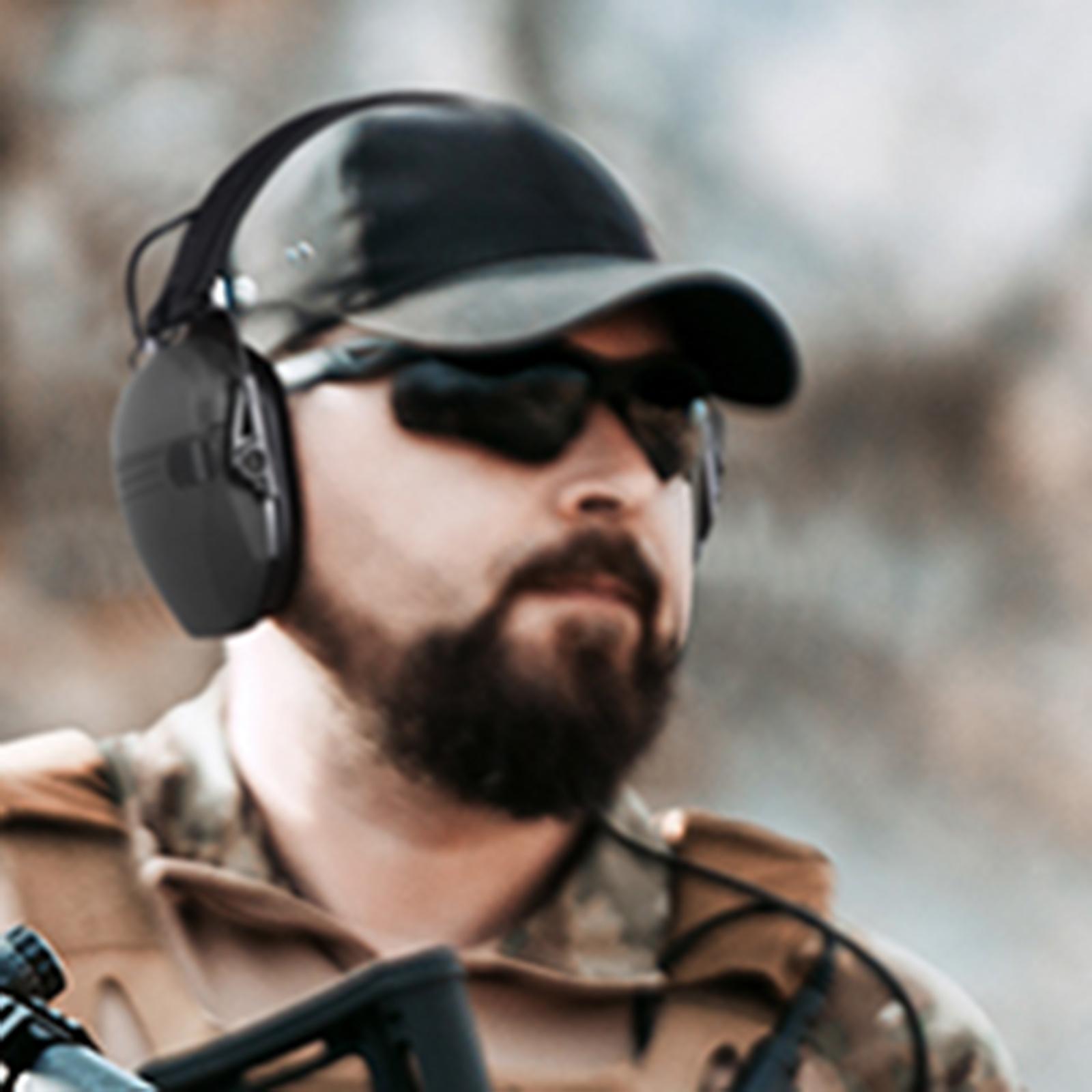 Electronic Earmuffs Headset for Team Activities Gaming Construction black