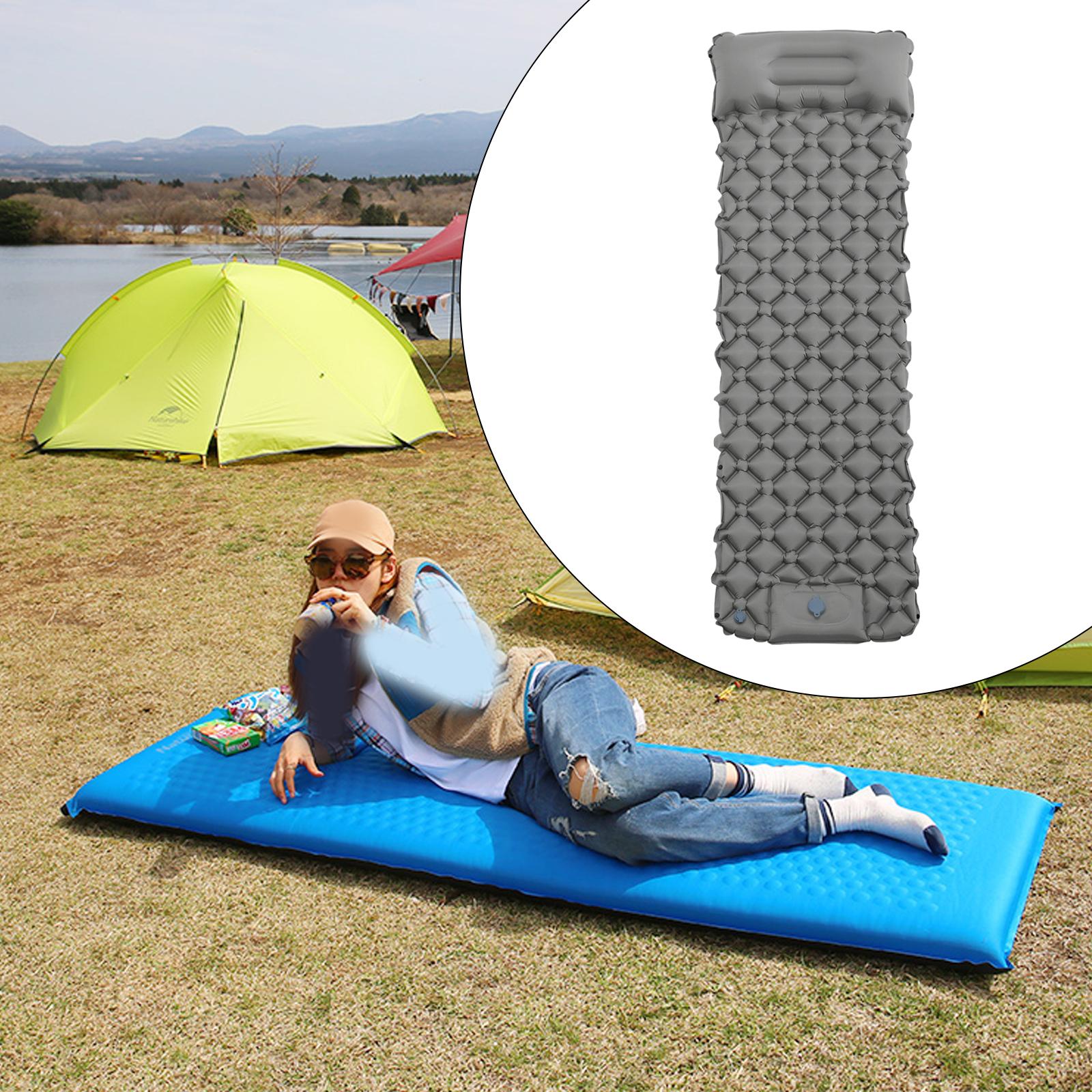 Inflatable Sleeping Pad Compact Camping Mat for Traveling Backpacking Hiking Gray
