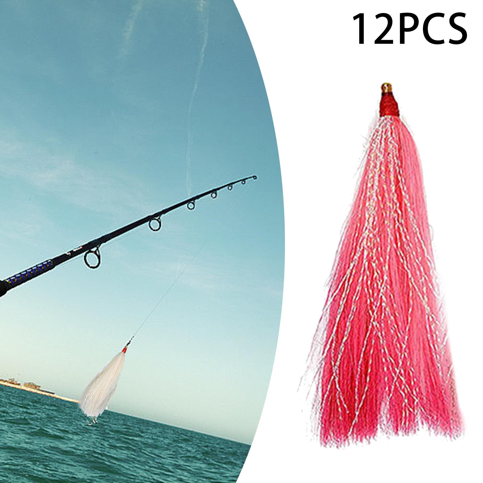 12Pcs Fishing Bucktail Teasers for Seabass Lightweight Catfish Fishing Lures Pink