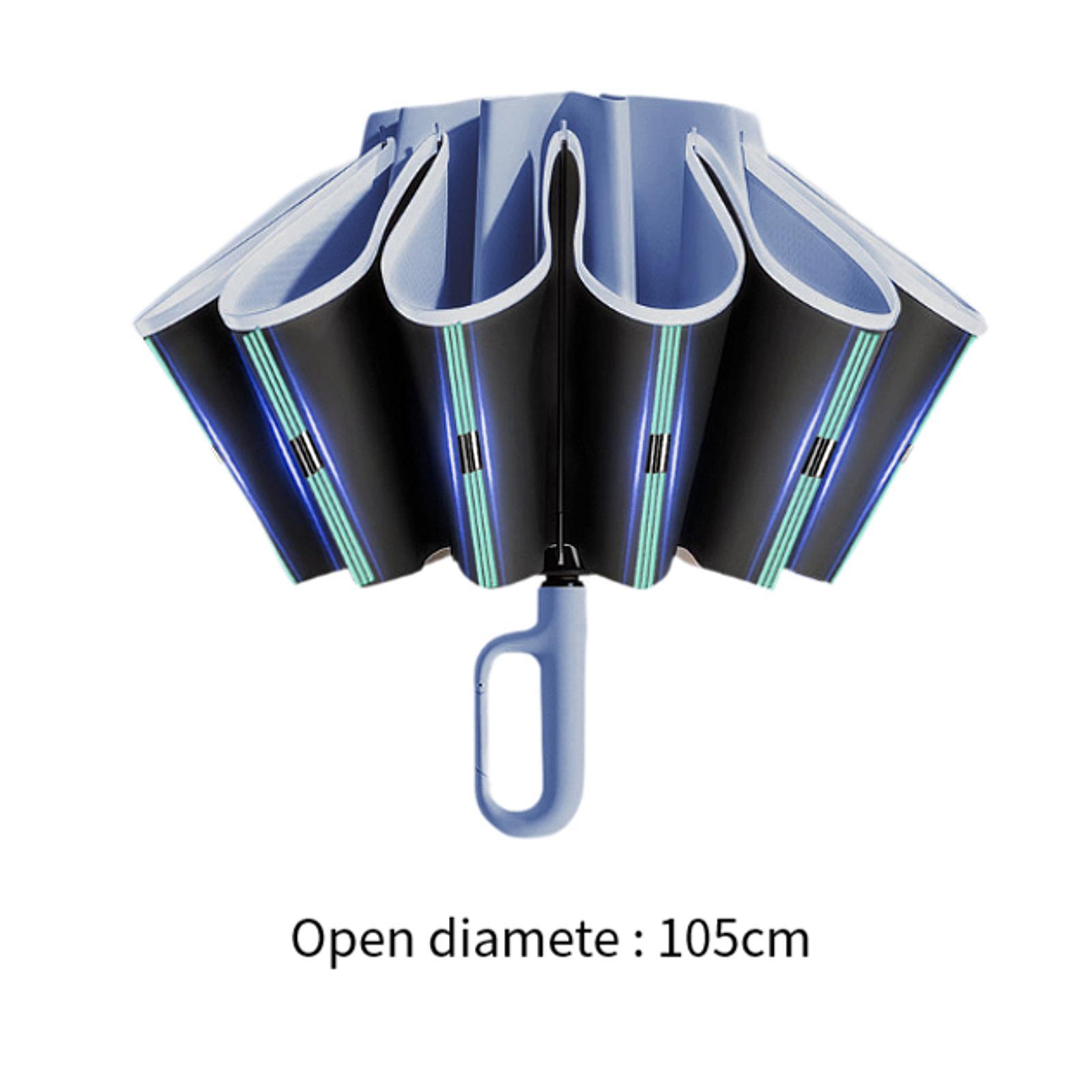 2xAutomatic Folding Umbrella Windproof Portable Umbrella Fold Umbrella Blue