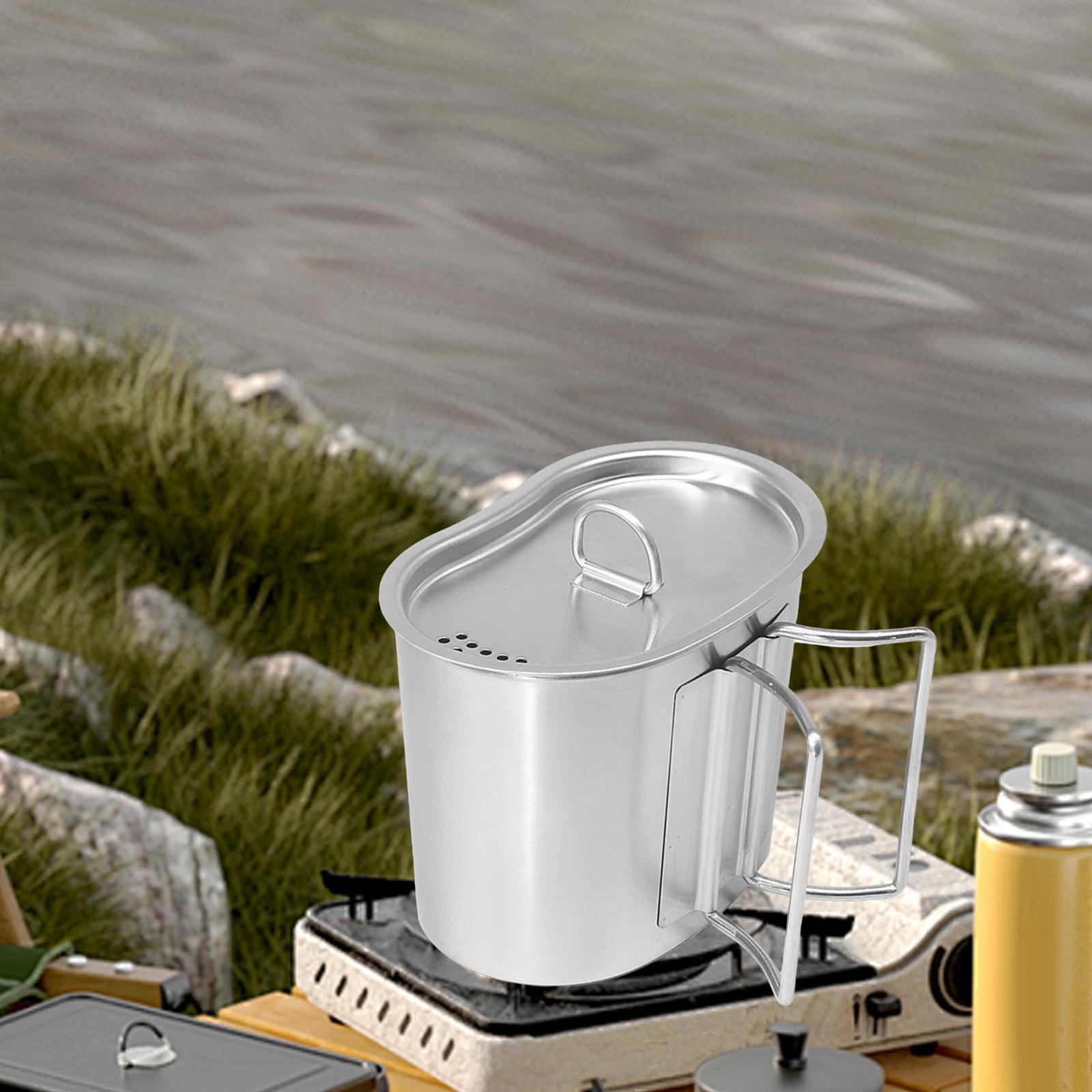 Camping Pot Stainless Steel Lightweight Boiling Pot for Picnic Travel Hiking