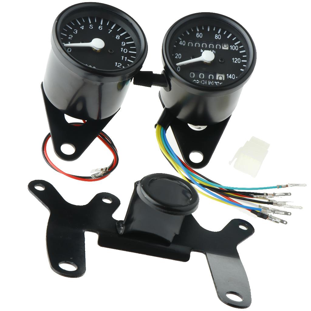 12V Tachometer + Speedometer + Odometer +  Bracket Fit For Motorcycle