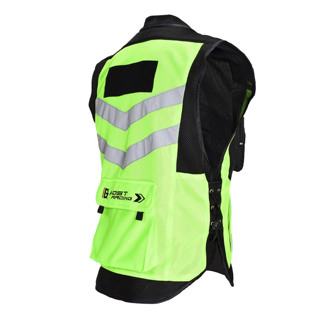 Men/'s Reflective Safety Motorcycle Vest Motocross Racing sleeveless Jacket Coat