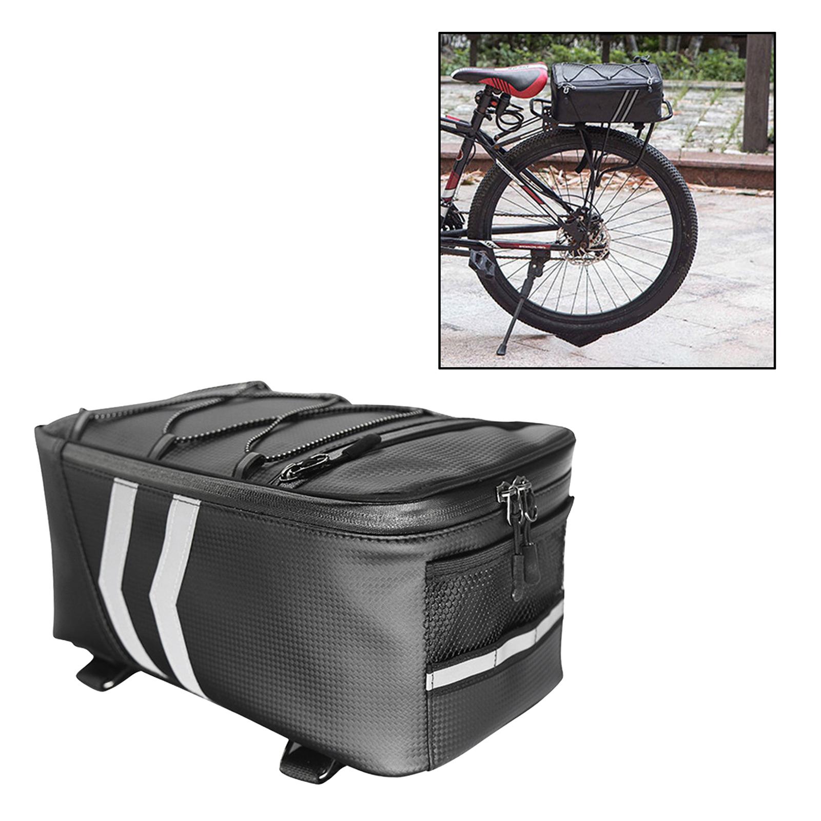 PU 9L Bike Rear Carrier Bag Bicycle Backseat Road Cycling Pannier Black