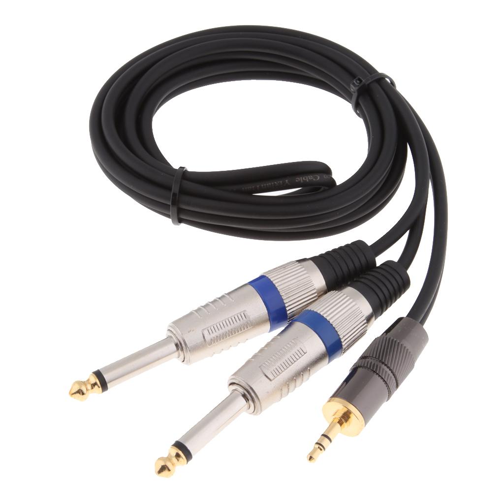 5ft(1.5m) 3.5mm 1/8 Inch TRS Stereo to Dual 6.35mm 1/4 inch TS Mono Y-Splitter Cable 3.5mm Aux Mini Jack Stereo Breakout Cable Path Cords