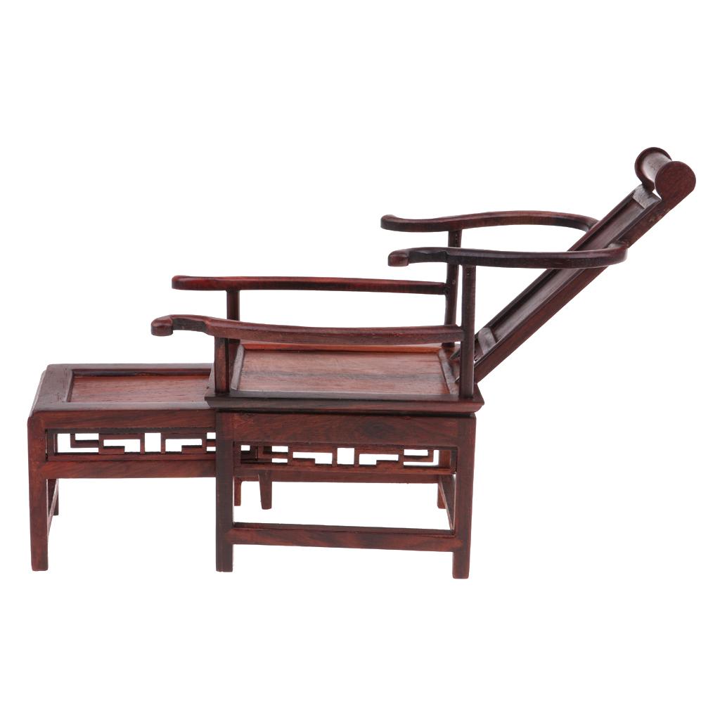 1/6 Dollhouse Miniature Furniture Wooden Deck Chair Retractable Recliner