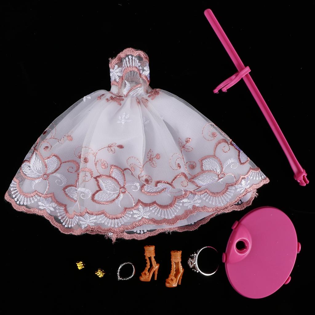 Off Shoulder Embroidered Dress Heels & Detachable Display Stand For 