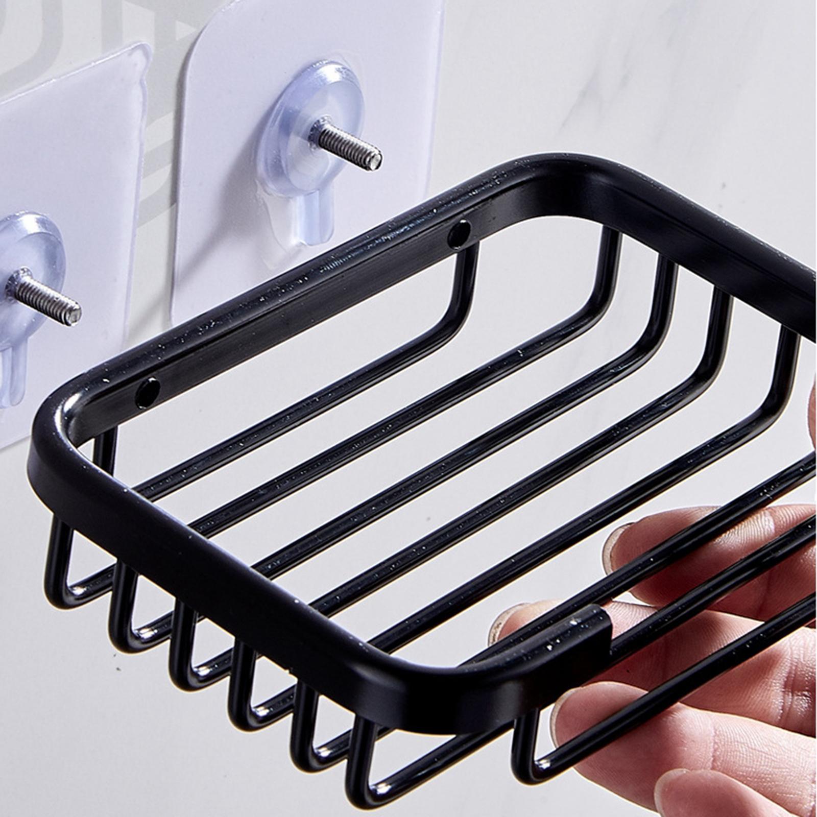 Soap Holder for Bathroom Shower Wall Mounted No Drilling Black