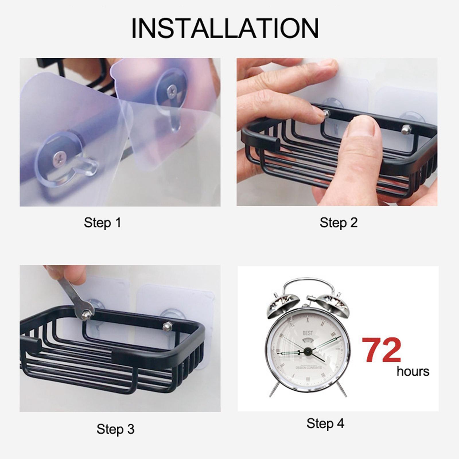 3xSoap Holder for Bathroom Shower Wall Mounted No Drilling Black